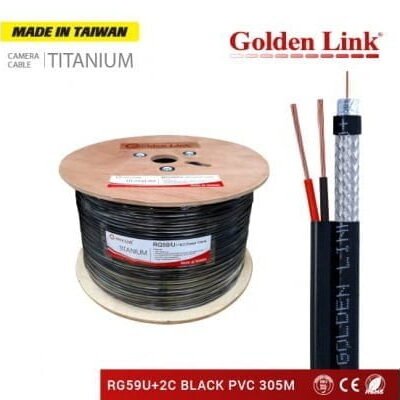 Phụ Kiện Cable Camera 300 mét Goldenlink RG59 + 2C (có nguồn) hàng Taiwan