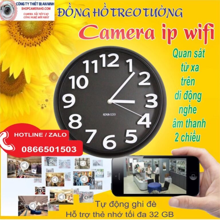 camera wifi ngụy trang đồng hồ treo tường quan sát qua điện thoại
