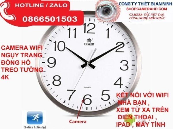 Camera Ngụy Trang Đồng Hồ Treo Tường kết nối wifi xem từ xa