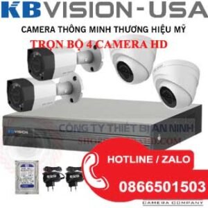 Lắp Đặt Trọn Bộ 4 Camera 1.0MP KBvision