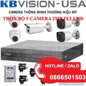 Lắp Đặt Trọn Bộ 5 Camera Giám Sát 2.0MP KBvision