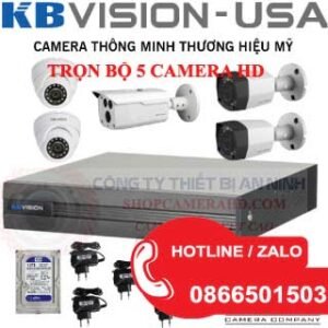 Lắp Đặt Trọn Bộ 5 Camera 1.0MP KBvision