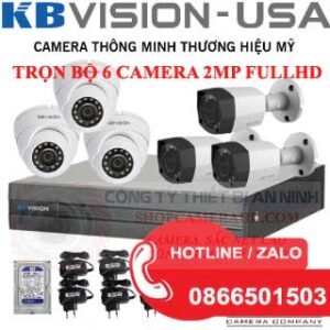 Lắp Đặt Trọn Bộ 6 Camera Giám Sát 2.0MP KBvision