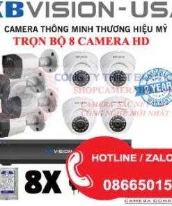 Lắp Đặt Trọn Bộ 8 Camera 1.0MP KBvision