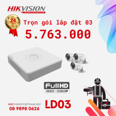 Alternative view of TRỌN GÓI LẮP ĐẶT 03 CAMERA FULL HD 1080 HIKVISION Chính hãng Giá rẻ