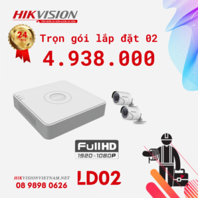 Alternative view of TRỌN GÓI LẮP ĐẶT 02 CAMERA FULL HD 1080 HIKVISION Chính hãng Giá rẻ