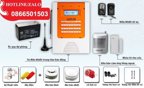 Bộ Báo Động Chống Trộm Cao Cấp Không Dây Qua Sim GSM 4 báo động + 4 báo cháy