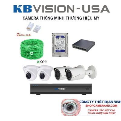 Alternative view of TRỌN BỘ 4 CAMERA IP PoE KBVISION 2.0MP FULL HD