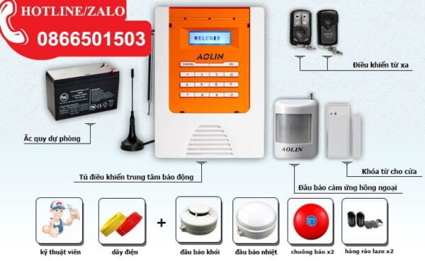 Lắp Đặt Trọn Gói Bộ 3 Báo Trộm + 3 Báo cháy Dùng Sim