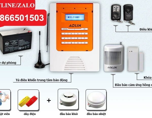LẮP ĐẶT TRỌN GÓI BỘ 2 BÁO TRỘM, 2 BÁO CHÁY DÙNG SIM
