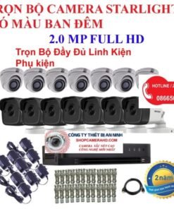 TRỌN BỘ 16 CAMERA CÓ MÀU BAN ĐÊM | CAMERA HIKVISION 2.0 MP