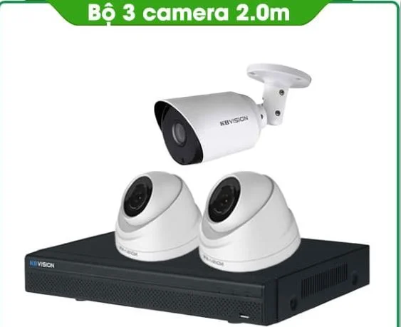 TRỌN BỘ 3 CAMERA KBVISION 2.0MP THƯƠNG HIỆU MỸ