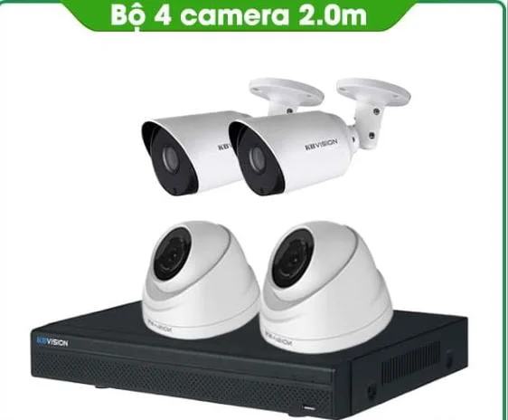 TRỌN BỘ 4 CAMERA KBVISION 2.0MP THƯƠNG HIỆU MỸ