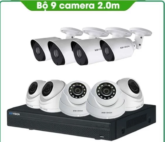 TRỌN BỘ 9 CAMERA KBVISION 2.0MP THƯƠNG HIỆU MỸ