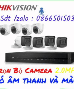 Trọn Bộ Camera có âm thanh và màu hikvision 2.0mpx