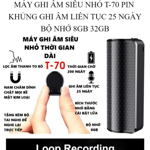 Máy Ghi Âm Siêu Nhỏ Pin 20 Ngày Lọc Tạp Chất, Tiếng ồn, Ghi ÂM Và Phát Lại mp3