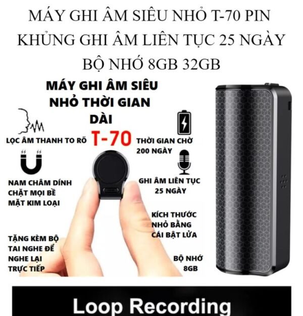 Máy Ghi Âm Siêu Nhỏ Pin 20 Ngày Lọc Tạp Chất, Tiếng ồn, Ghi ÂM Và Phát Lại mp3