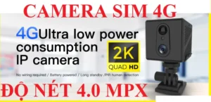 Camera 4g 2k 4.0mp Dùng Sim 4g TÍch HỢp Pin Không Cần Wifi, Kết Nối Xem điện Thoại