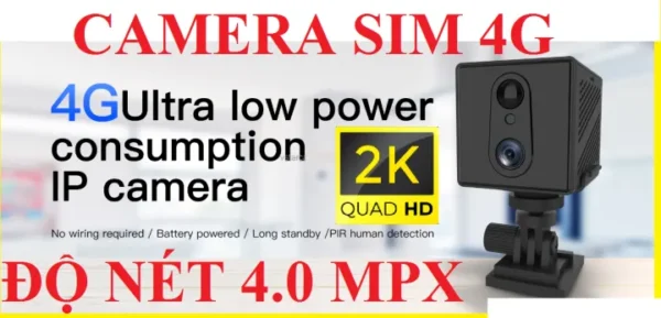 Camera 4g 2k 4.0mp Dùng Sim 4g TÍch HỢp Pin Không Cần Wifi, Kết Nối Xem điện Thoại