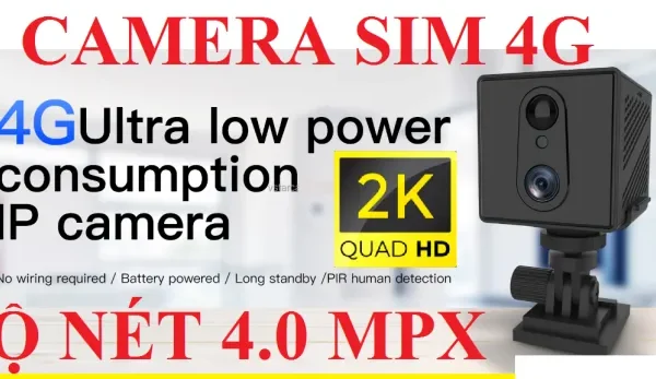 Camera 4g 2k 4.0mp Dùng Sim 4g TÍch HỢp Pin Không Cần Wifi, Kết Nối Xem điện Thoại