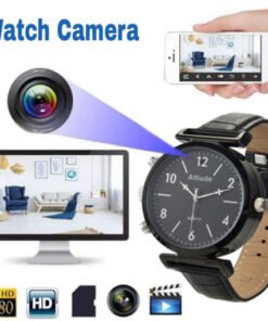 Camera Đồng Hồ Đeo Tay Dây Da Mặt Đen Cho Phụ Nữ Tích Hợp Xem đêm Và Thẻ