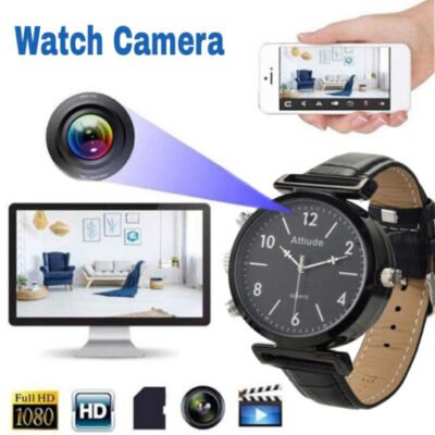 Camera Đồng Hồ Đeo Tay Dây Da Mặt Đen Cho Phụ Nữ Tích Hợp Xem đêm Và Thẻ