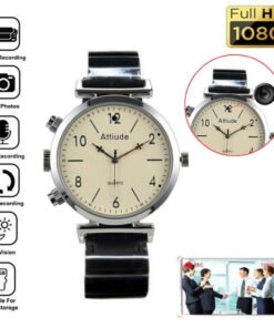 Camera Ngụy Trang Đồng Hồ Đeo Tay Dây Thép Mặt Trắng