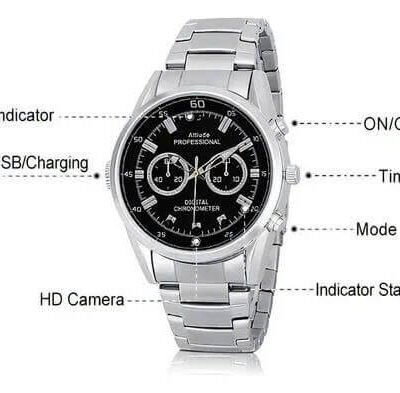 đồng Hồ Camera đeo Tay Dây Bạc Kim Loại