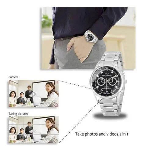 đồng Hồ Camera đeo Tay Dây Bạc Kim Loại đồng Hồ Camera đeo Tay Dây Bạc Kim Loại