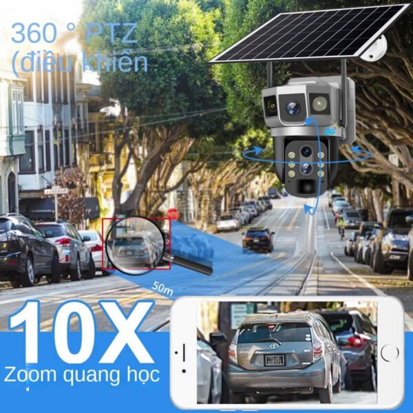 Lắp Camera Zoom 10X – 3 mắt sim 4G V380 sử dụng điện năng lượng mặt trời Giá rẻ hình ảnh thư viện sản phẩm 6