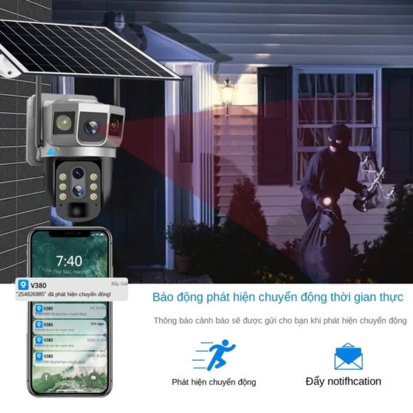 Lắp Camera Zoom 10X – 3 mắt sim 4G V380 sử dụng điện năng lượng mặt trời Giá rẻ hình ảnh thư viện sản phẩm 8
