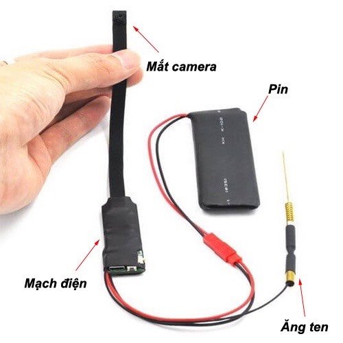 Camera V99R Mini Không Dây – các bộ phận của module V99R được đánh dấu