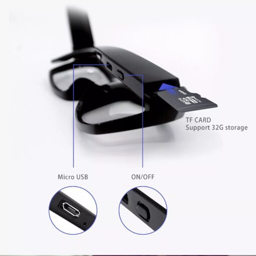 Mắt Kính V16 Tích Hợp Camera – Nút nguồn, khe thẻ và cổng kết nối V16