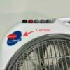 Quạt Tản Gió Tích Hợp Camera – Mũi tên đánh dấu vị trí camera gần cụm điều khiển quạt tản gió