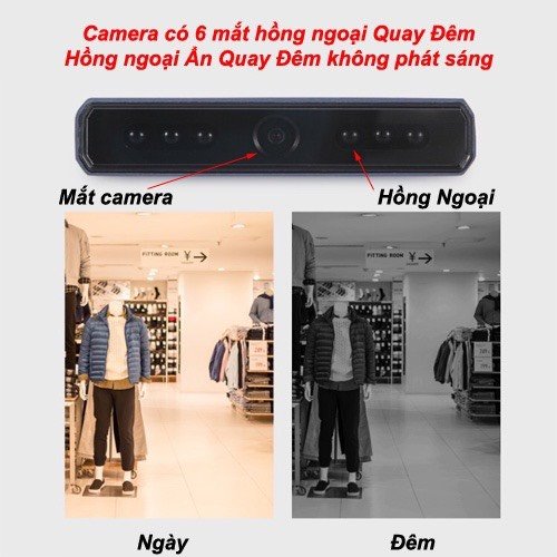 Sạc Dự Phòng H12 Tích Hợp Camera – vị trí camera và đèn hồng ngoại được đánh dấu trên H12