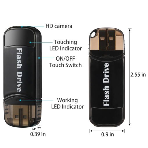 USB Bộ Nhớ Tích Hợp Camera – các nút và đèn báo được chú thích trên thân USB