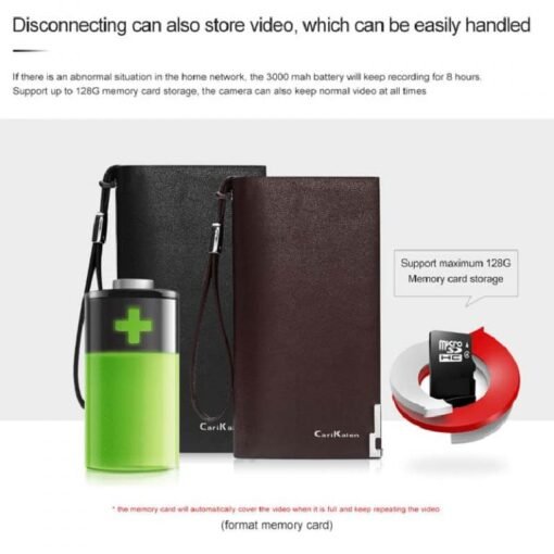 Ví Da Cầm Tay Tích Hợp Camera – cấu tạo pin và vị trí camera bên trong ví