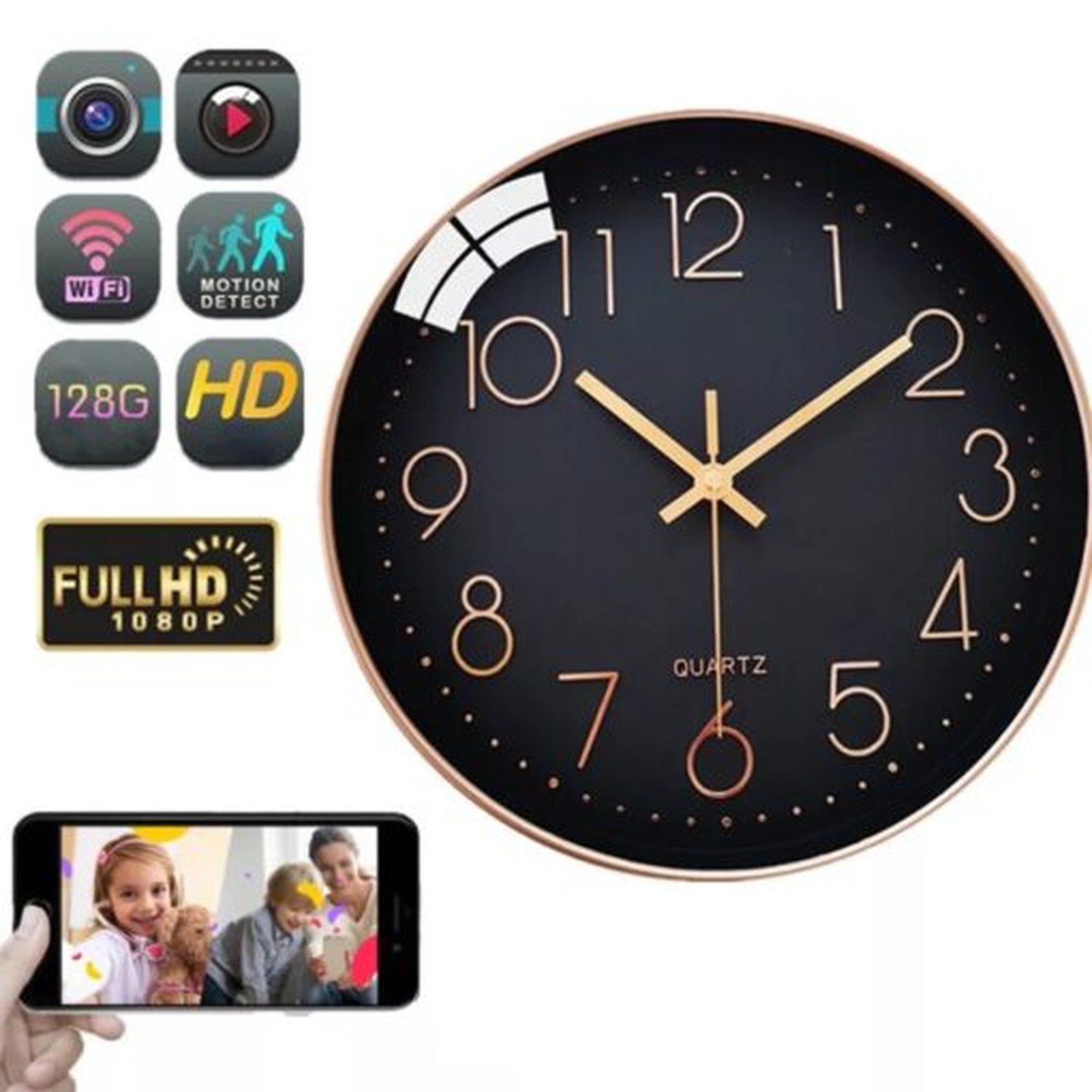 Camera 4G dạng đồng hồ treo tường - Thiết bị an ninh thông minh giám sát từ xa