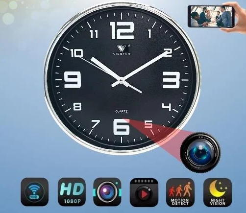 Camera an ninh mini dạng đồng hồ treo tường 4K WiFi - Giám sát an ninh bảo vệ nhà cửa