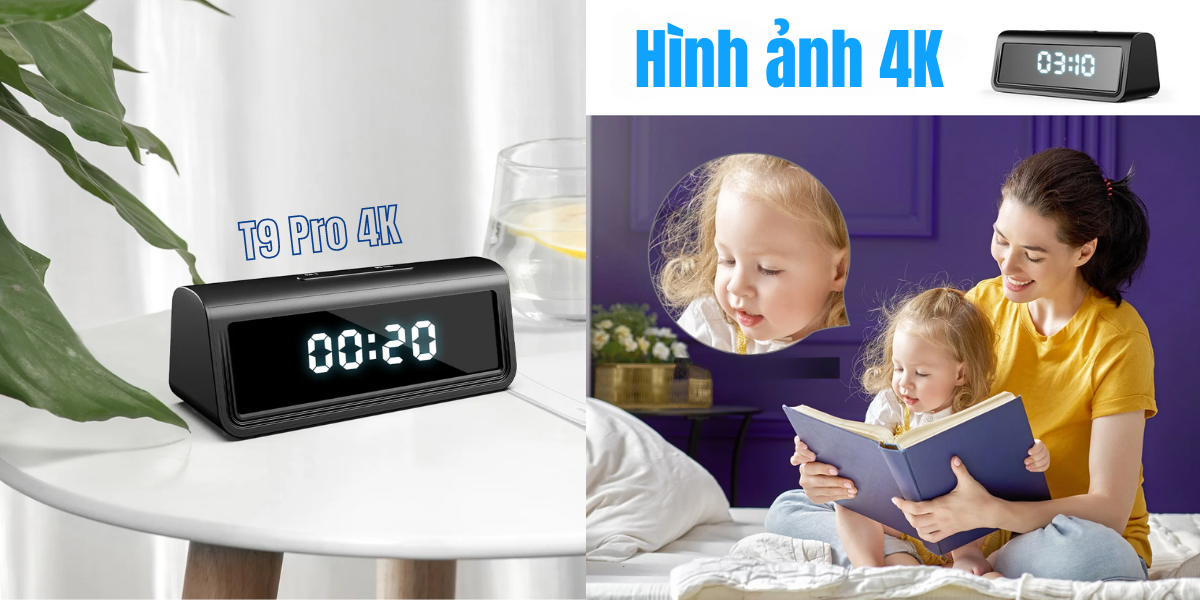 Camera an ninh mini dạng đồng hồ để bàn 4K WiFi - Bảo vệ an ninh nhà cửa, giám sát cửa hàng hình ảnh sản phẩm