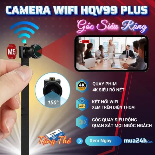 Camera Mini Nhỏ Gọn HQV99 Plus WiFi 4K – Quan Sát Tài Sản Có Thông Báo – ảnh sản phẩm 1