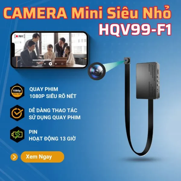 Camera Mini Nhỏ Gọn HQV99-F1 1080P – Quan Sát Tài Sản Có Thông Báo – ảnh sản phẩm 1