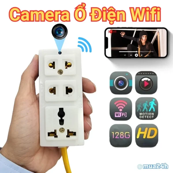 Ổ Cắm Điện Tích Hợp Camera V15 Pro WiFi 4K – Quan Sát Tài Sản Có Thông Báo – ảnh sản phẩm 1