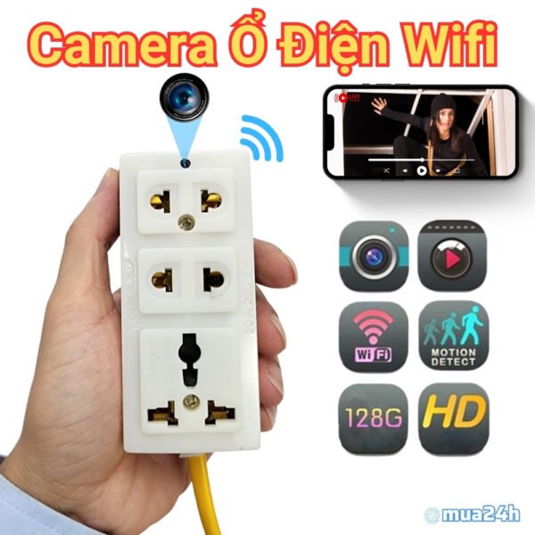Ổ Cắm Điện Tích Hợp Camera V15 Pro WiFi 4K – Quan Sát Tài Sản Có Thông Báo – ảnh sản phẩm 2