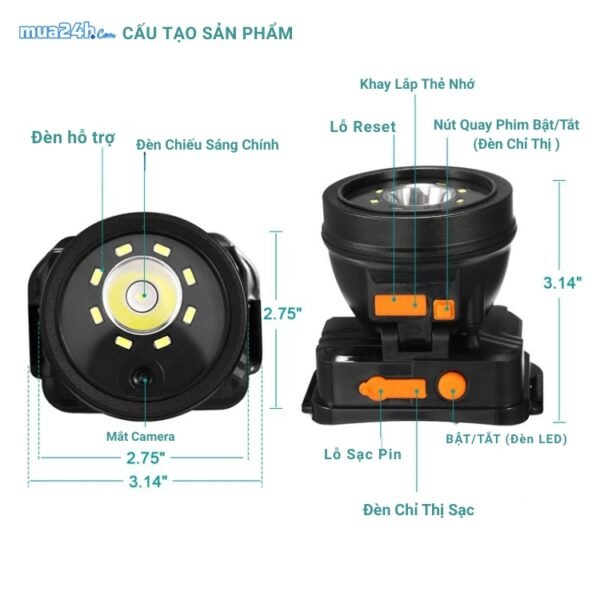 Đèn Pin Đội Đầu Tích Hợp Camera X700 1080P – Ghi Hình Cá Nhân Có Thông Báo – ảnh sản phẩm 6