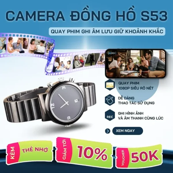 Đồng Hồ Đeo Tay Tích Hợp Camera S53 1080P – Ghi Hình Cá Nhân Có Thông Báo – ảnh sản phẩm 1