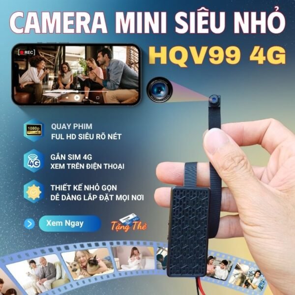 Camera Mini Nhỏ Gọn HQV99 4G 4K – Quan Sát Tài Sản Có Thông Báo – ảnh sản phẩm 1