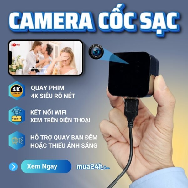 Cốc Sạc Tích Hợp Camera WiFi 4K – Quan Sát Tài Sản Có Thông Báo – ảnh sản phẩm 2