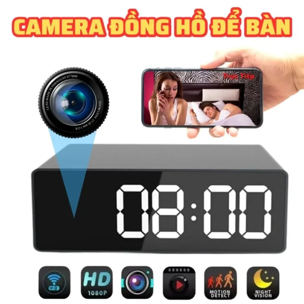 Đồng Hồ Để Bàn Tích Hợp Camera T7 WiFi 4K – Quan Sát Tài Sản Có Thông Báo – ảnh sản phẩm 1