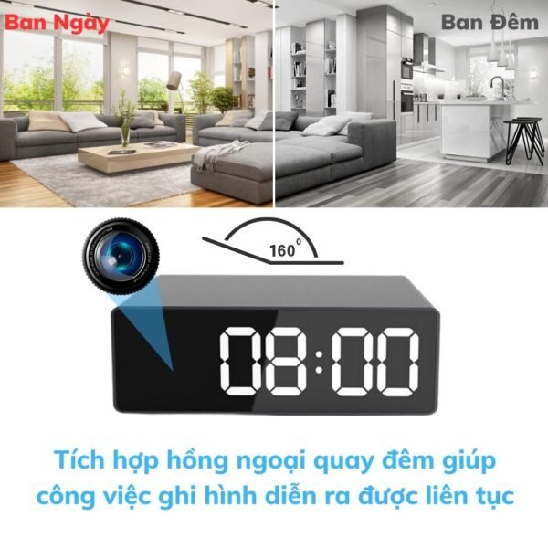 Đồng Hồ Để Bàn Tích Hợp Camera T7 WiFi 4K – Quan Sát Tài Sản Có Thông Báo – ảnh sản phẩm 5